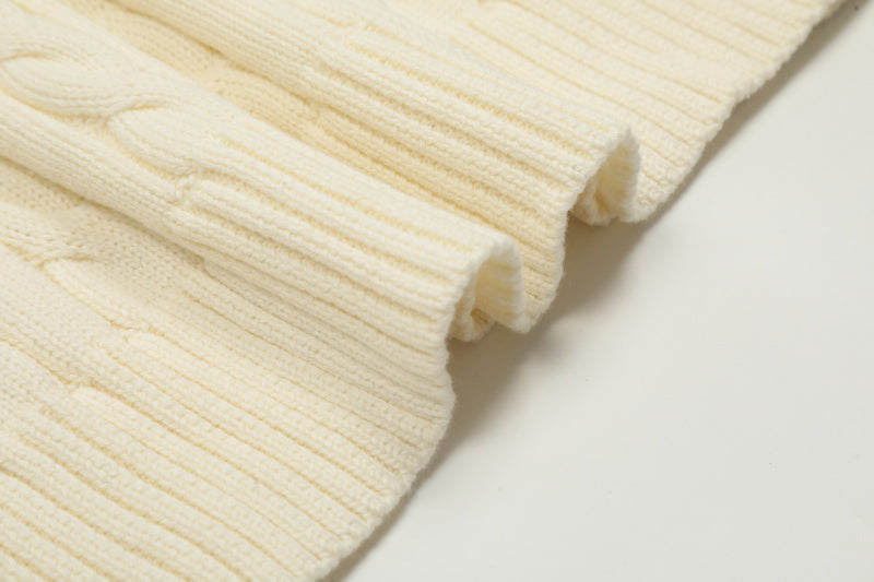 LFC18 New high-quality men's and women's ruff half zip solid pony embroidery logo Fried Dough Twists knitting sweater Clothing