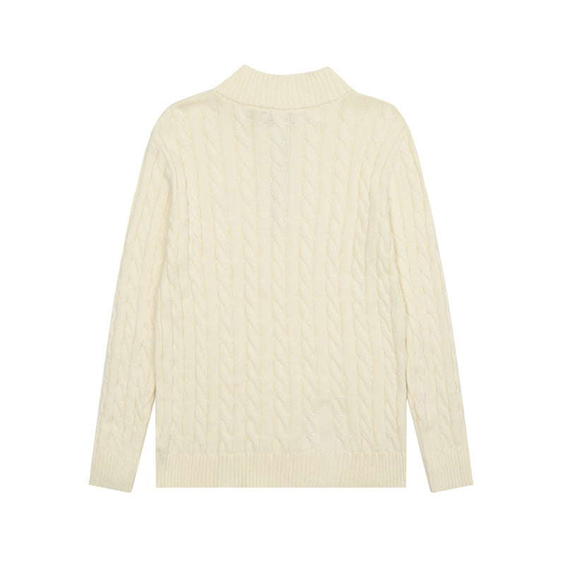 LFC18 New high-quality men's and women's ruff half zip solid pony embroidery logo Fried Dough Twists knitting sweater Clothing