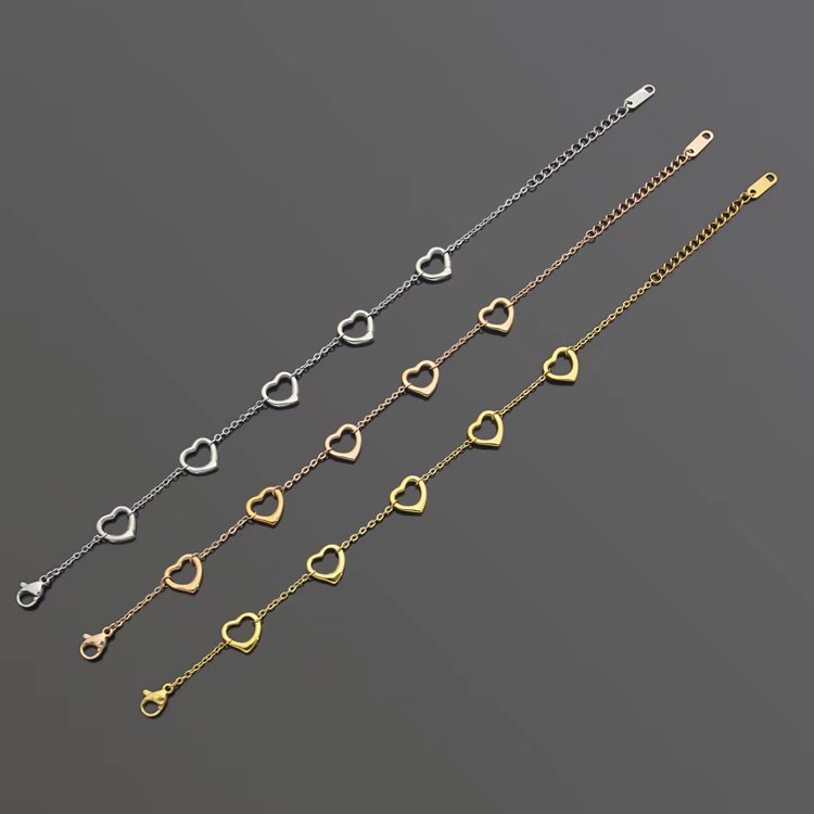 TB01  Peach Heart Gold Plated Bracelet Jewelry