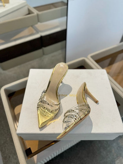 MBGS2 Leather 8.5CM 10.5CM Slippers Size 35-41 Shoes with Box