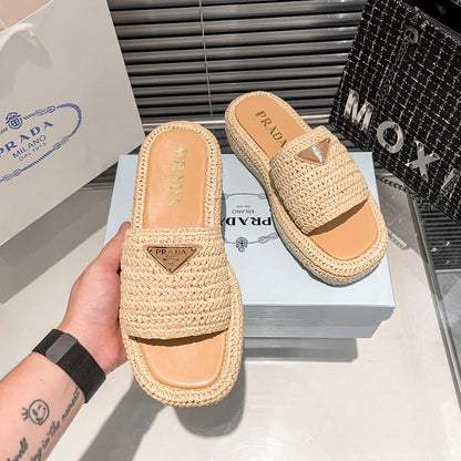 MJPS11 Leather Women High quality Slippers 35-41 shoes With box