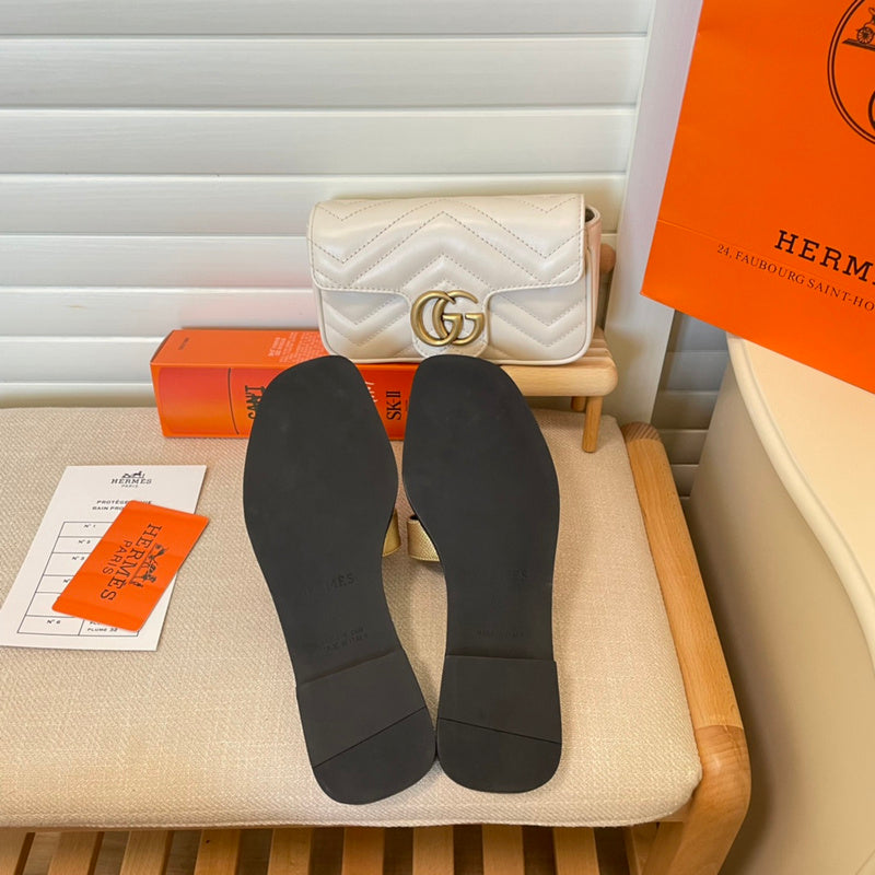 MJHS7 Leather slippers Women shoes 35-42 With box