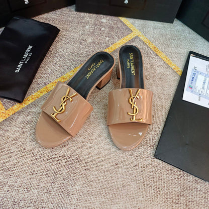 MJYS3 Leather 6.0CM Slippers Size 35-42 Shoes with Box