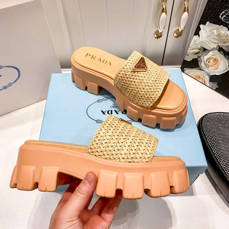 MJPS9 Leather Women 5.5CM Slippers 35-42 shoes With box