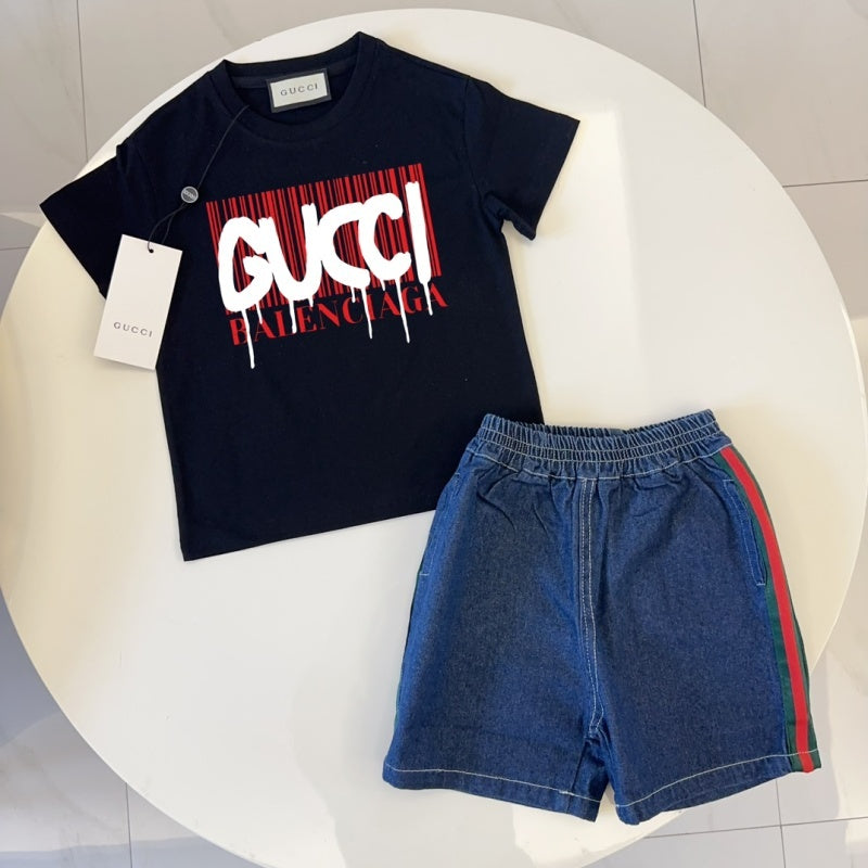 TGUC02 Boys and girls' pure cotton summer short sleeved top T-shirt Clothing