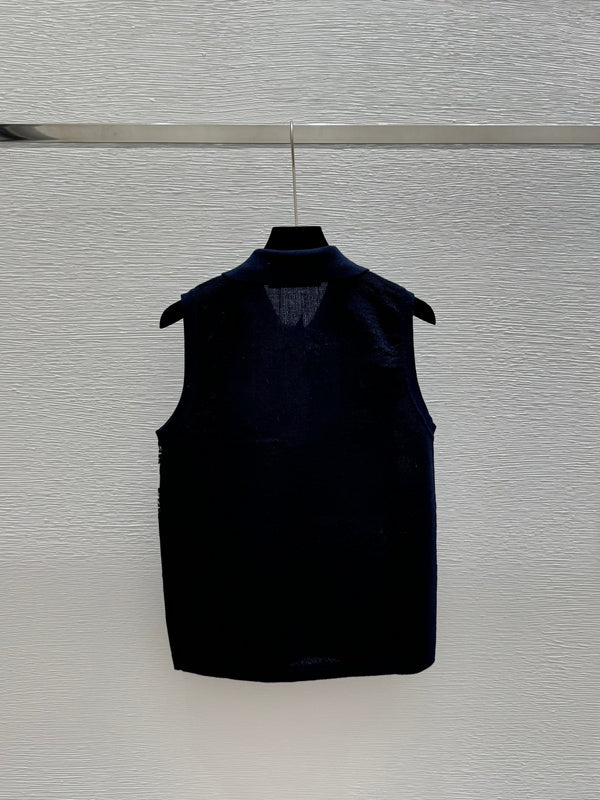 DIC114 Women's star letter lapel knitted vest clothing