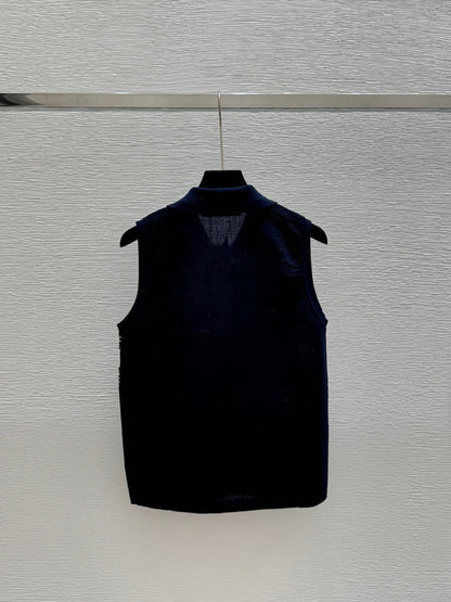 DIC114 Women's star letter lapel knitted vest clothing