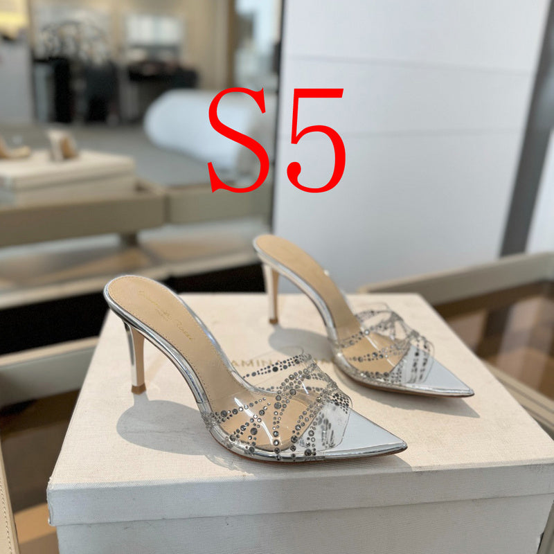 MBGS2 Leather 8.5CM 10.5CM Slippers Size 35-41 Shoes with Box