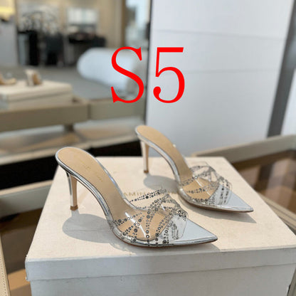 MBGS2 Leather 8.5CM 10.5CM Slippers Size 35-41 Shoes with Box