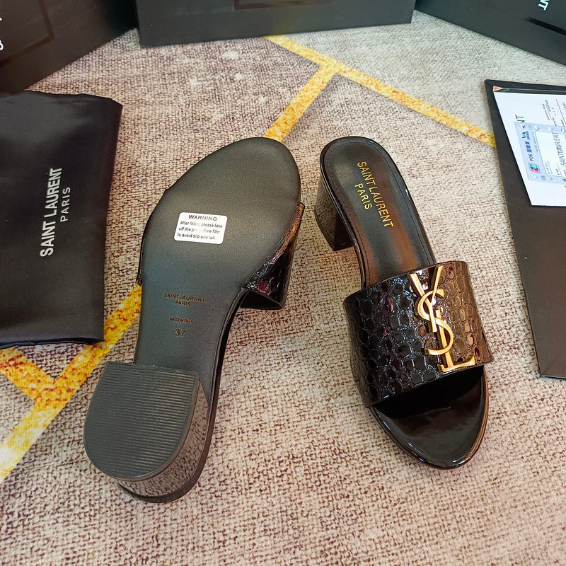 MJYS4 Leather 6.0CM Slippers Size 35-42 Shoes with Box