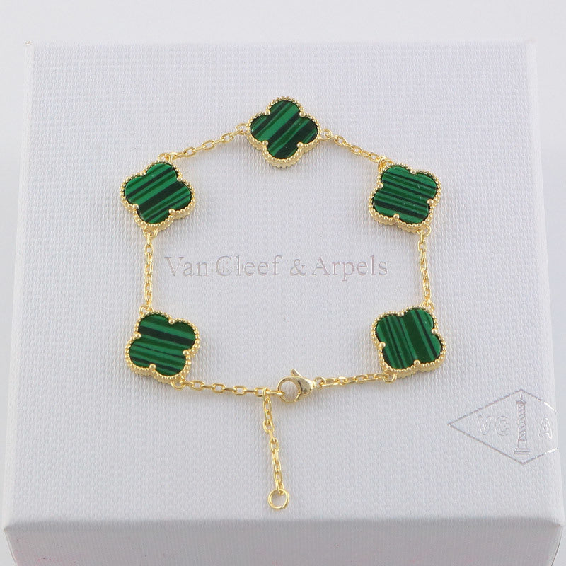 VAB17 five flowers gold plated Bracelet jewelry about 19.5CM