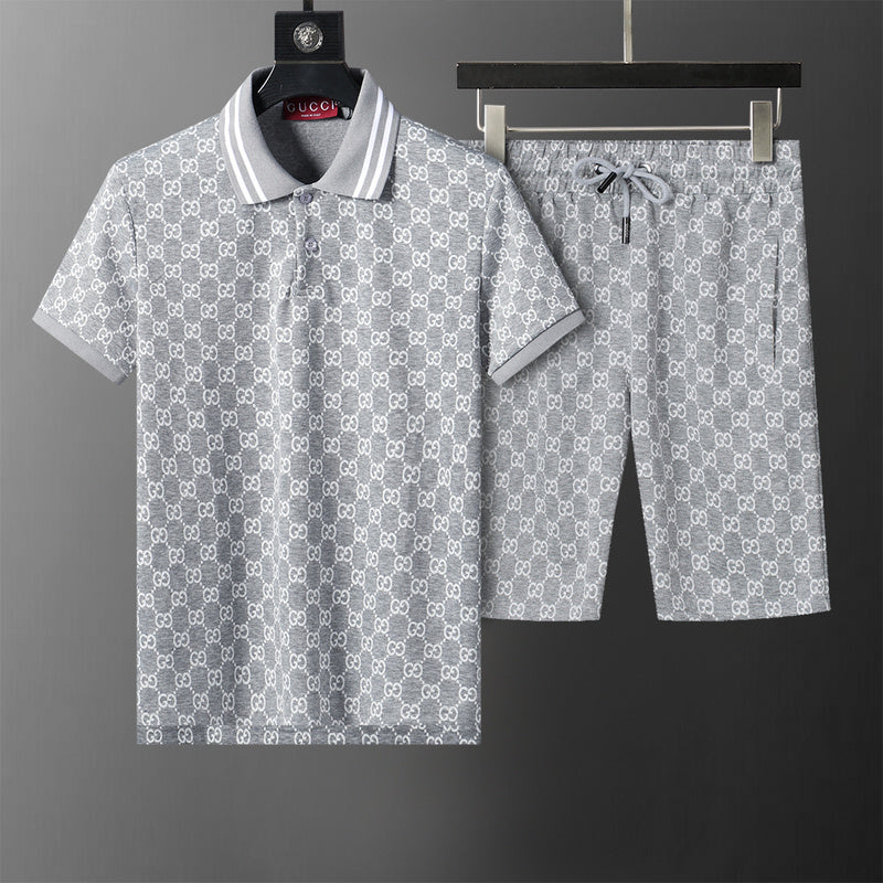 GUC061 New men's short sleeved polo top+shorts clothing