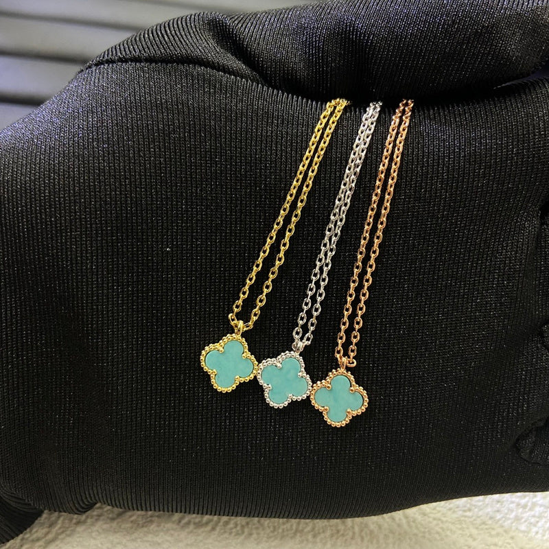 AVSN2  Mini Sky River color four-leaf clover necklace jewelry