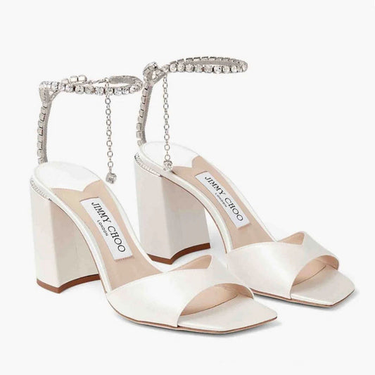 BMJS2 Slippers 8.5CM High heels women 35-41 leather shoes With Box