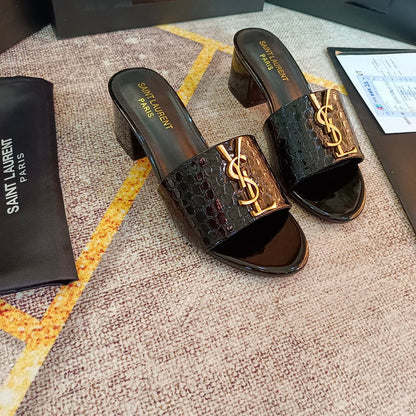 MJYS4 Leather 6.0CM Slippers Size 35-42 Shoes with Box