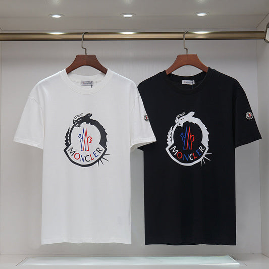 MOC05  New  Men's and women's letter embroidery short-sleeved T-shirt clothing