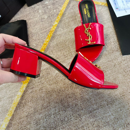 MJYS3 Leather 6.0CM Slippers Size 35-42 Shoes with Box