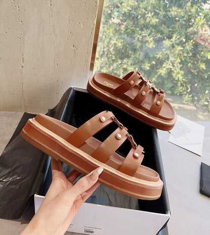 MBCS13 Leather Slippers Size 35-42 Shoes with Box