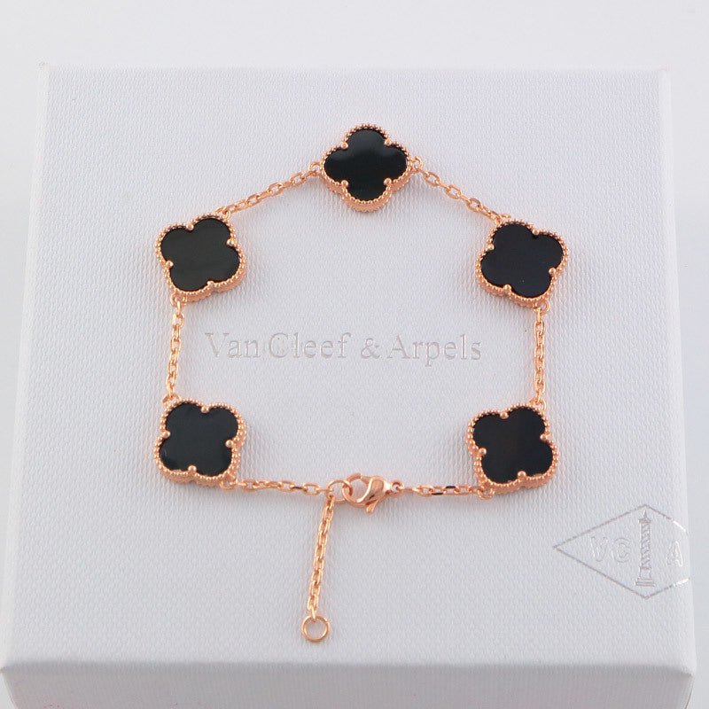 VAB17 five flowers gold plated Bracelet jewelry about 19.5CM