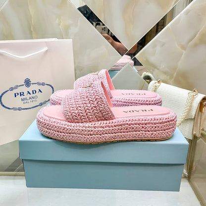 MJPS11 Leather Women High quality Slippers 35-41 shoes With box