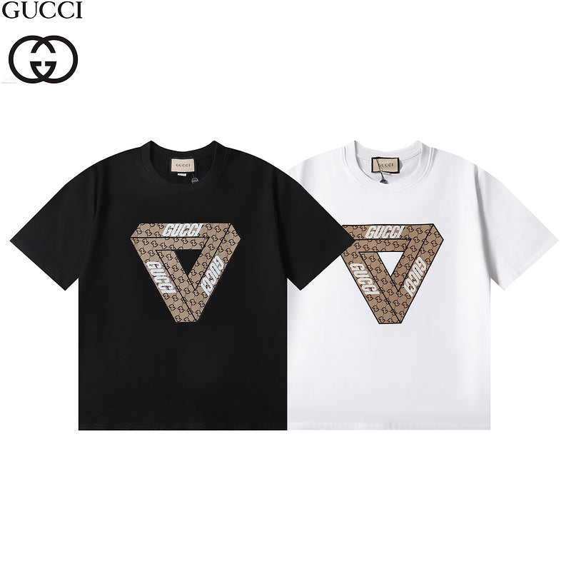 GUC027 New  Men's and women's letter embroidery short-sleeved T-shirt