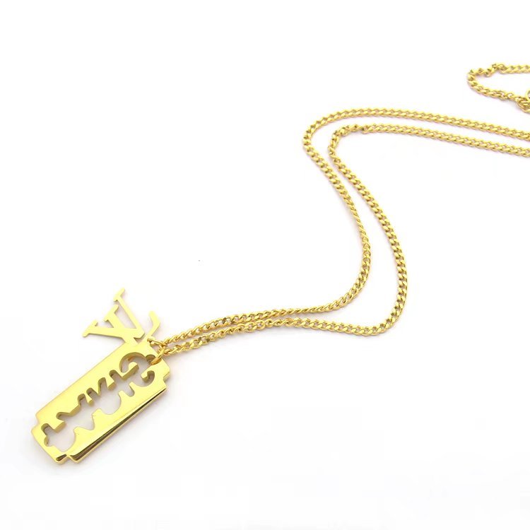 LVN011    Letter Blade Pendant Necklace Jewelry