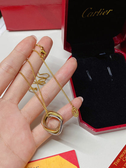 X666  Women's titanium steel three-ring three-color necklace jewelry