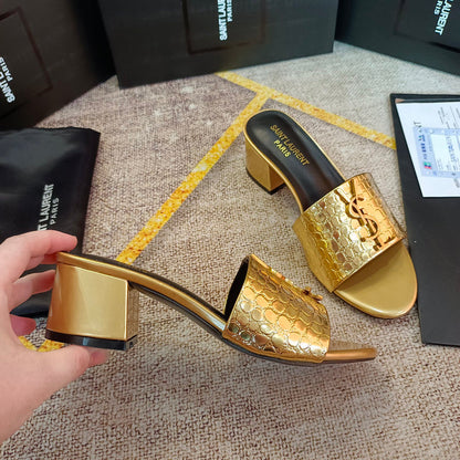 MJYS3 Leather 6.0CM Slippers Size 35-42 Shoes with Box