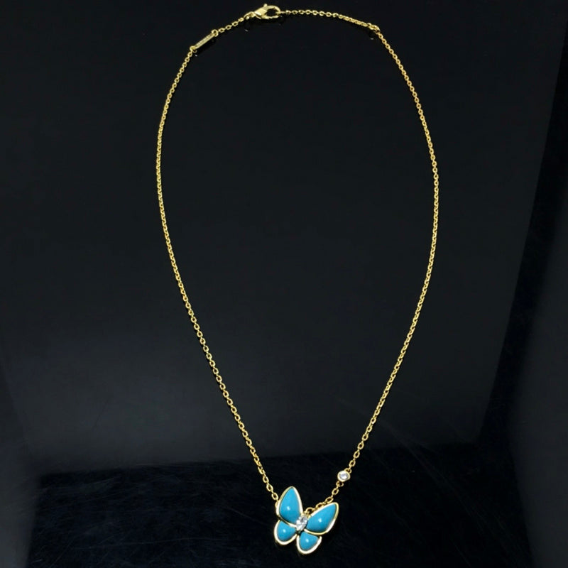AVSN11  Light blue turquoise butterfly necklace jewelry