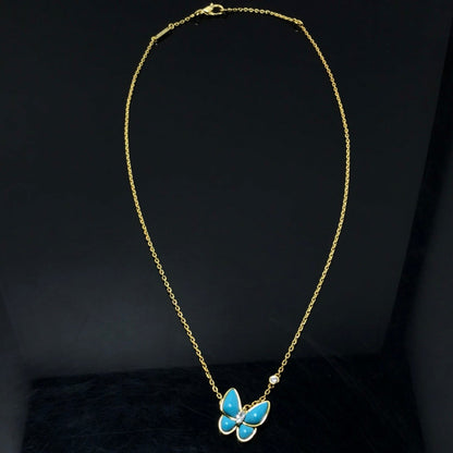 AVSN11  Light blue turquoise butterfly necklace jewelry