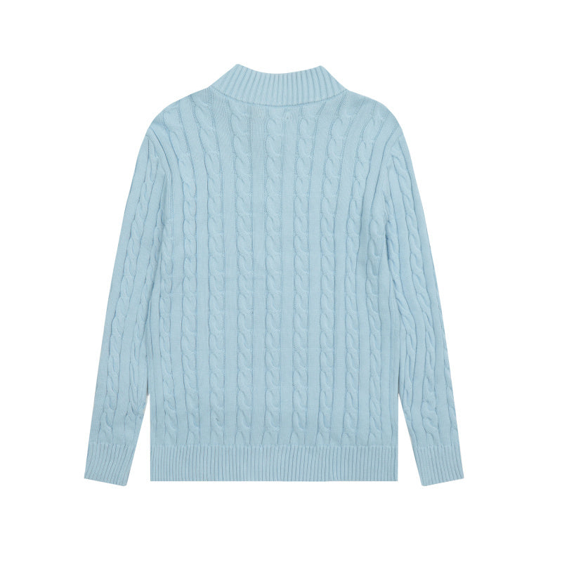 LFC18 New high-quality men's and women's ruff half zip solid pony embroidery logo Fried Dough Twists knitting sweater Clothing