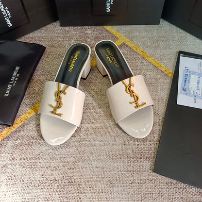 MJYS3 Leather 6.0CM Slippers Size 35-42 Shoes with Box