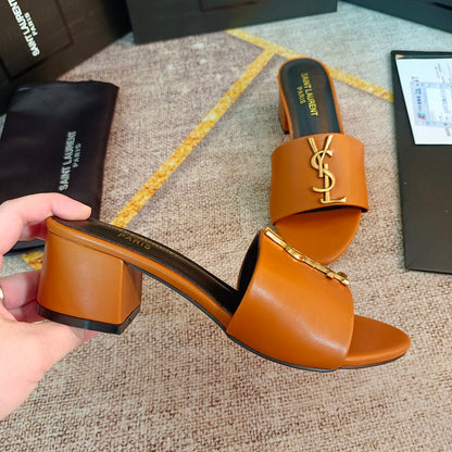 MJYS3 Leather 6.0CM Slippers Size 35-42 Shoes with Box