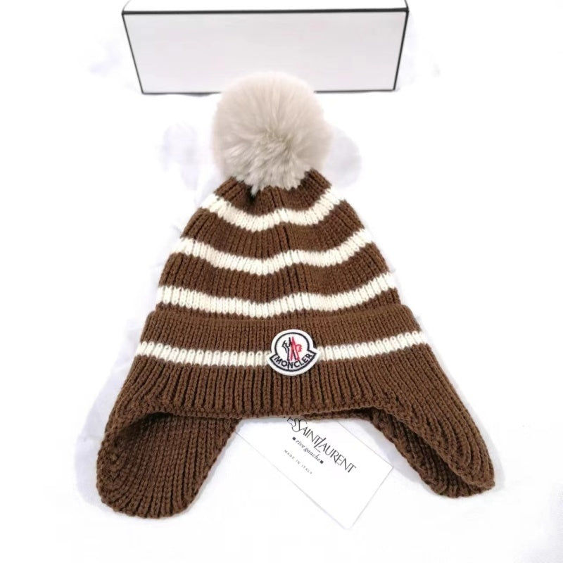 PMOH5   Children's ear protection striped knitted hat