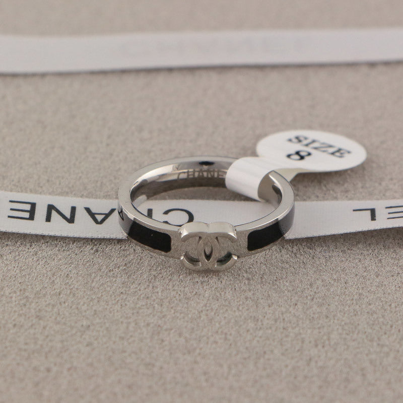 CHR14  Titanium steel double C letter narrow couple ring  Jewelry