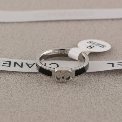 CHR14  Titanium steel double C letter narrow couple ring  Jewelry