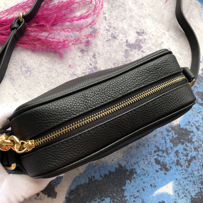 GGP76 leather Ladies black camera 21-15-7cm bag