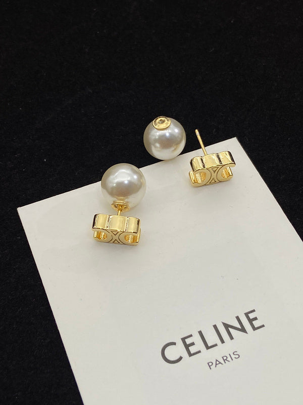 CEE5 Rotary door pearl stud earrings  Jewelry