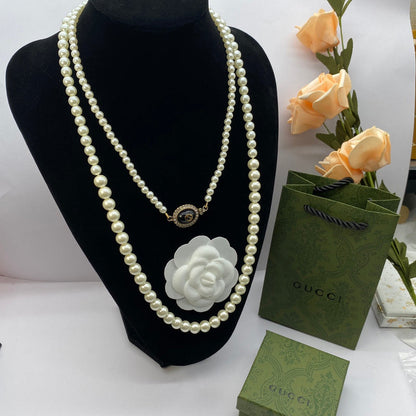 GN27 New necklace imitation pearl sweater chain jewelry