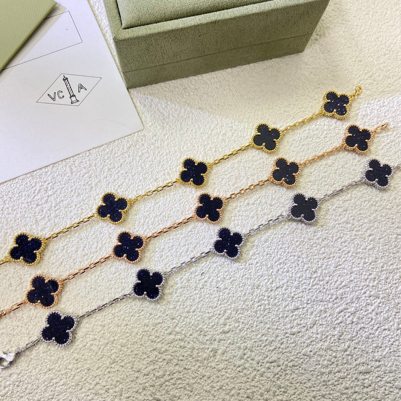 VAB50  Women's colorful gold and stone five flower bracelet jewelry