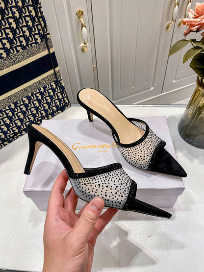 MBGS1 Leather 7.5CM 10CM Slippers Size 35-41 Shoes with Box