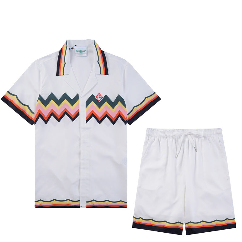 CAC3  New Fashion Summer Suit Short Sleeve Shirt Shorts