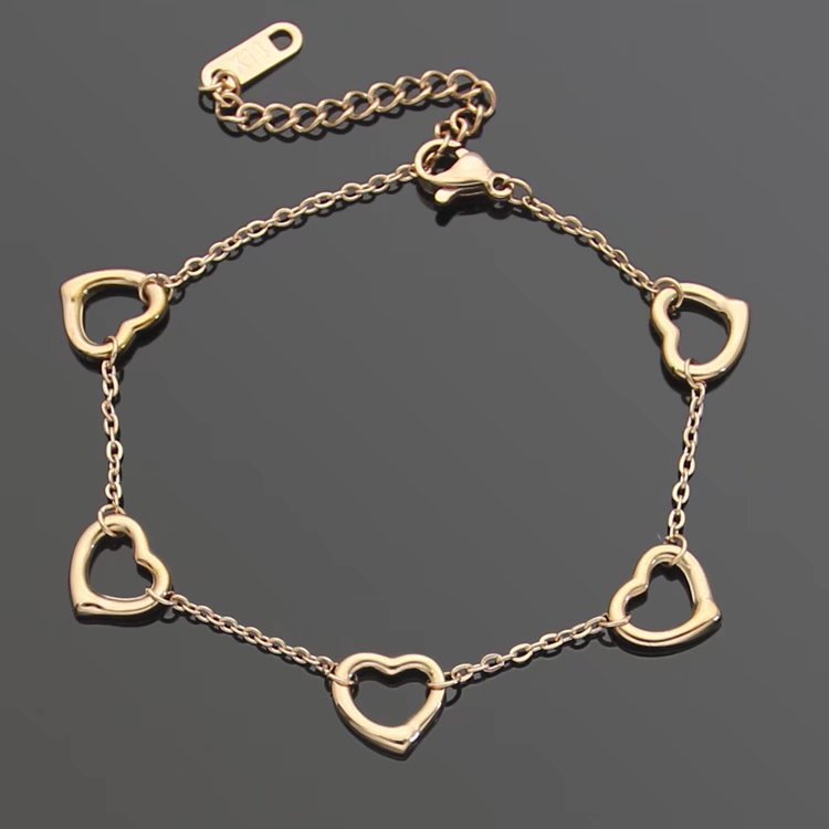 TB01  Peach Heart Gold Plated Bracelet Jewelry