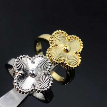 AVSR5  New laser four-leaf clover ring jewelry