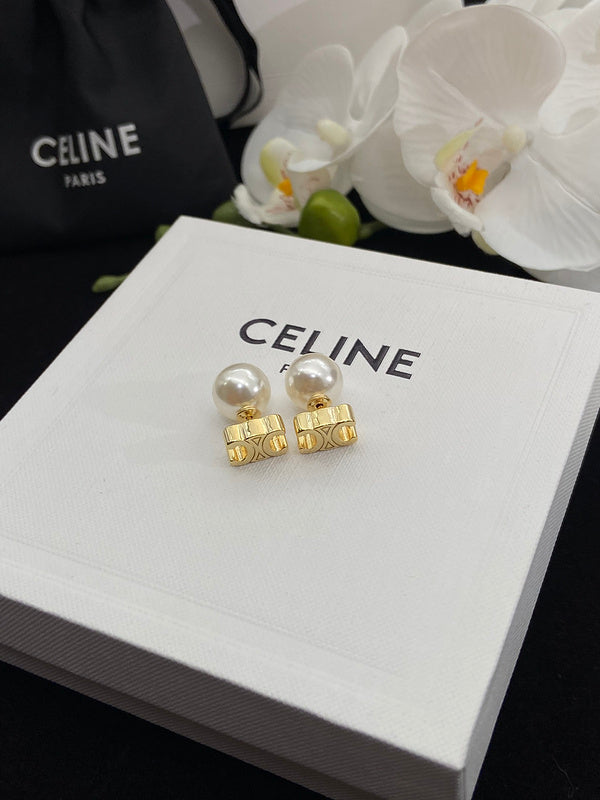 CEE5 Rotary door pearl stud earrings  Jewelry