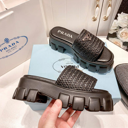 MJPS9 Leather Women 5.5CM Slippers 35-42 shoes With box