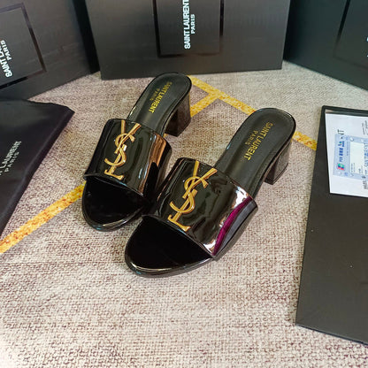 MJYS4 Leather 6.0CM Slippers Size 35-42 Shoes with Box