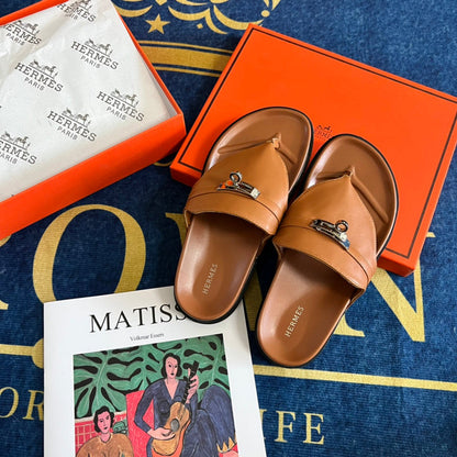 MJHS14 Leather slippers Women shoes 35-42 With box