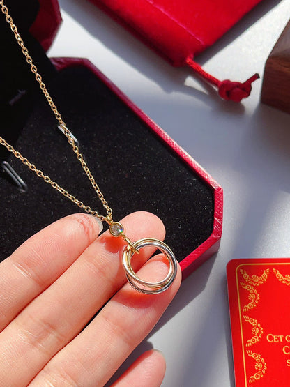 X637  Titanium steel three-ring necklace jewelry