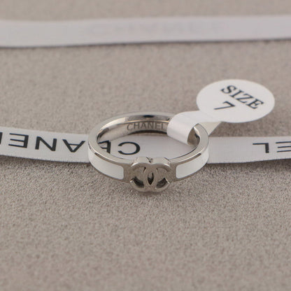 CHR14  Titanium steel double C letter narrow couple ring  Jewelry